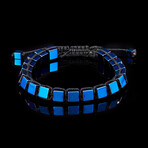 Blue Plated Hematite 6mm Cube Stone Adjustable Bracelet // 8"