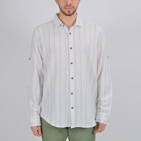 Sean Long Sleeve Button Down Shirt // White + Stone (XS)