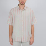 Lucas Short Sleeve Button Down Shirt // Stone + Red (S)