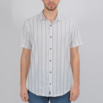 Ryan Short Sleeve Button Down Shirt // White + Navy Blue (S)