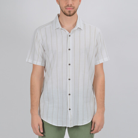 Isaac Short Sleeve Button Down Shirt // White + Stone (XS)