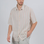 Lucas Short Sleeve Button Down Shirt // Stone + Red (S)