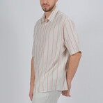 Lucas Short Sleeve Button Down Shirt // Stone + Red (S)