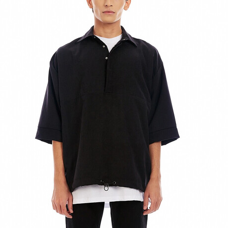 Warren Oversized Polo Shirt // Black (XS)