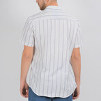 Ryan Short Sleeve Button Down Shirt // White + Navy Blue (S)