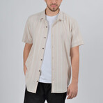 Noah Short Sleeve Button Down Shirt // Stone + White (M)