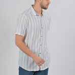 Ryan Short Sleeve Button Down Shirt // White + Navy Blue (S)