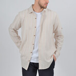 Blake Long Sleeve Button Down Shirt // Stone + White (L)