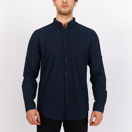 Ryan Long Sleeve Button Down Shirt // Navy Blue (XS)