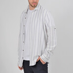 Jason Long Sleeve Button Down Shirt // White + Navy Blue (XS)