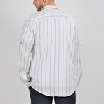 Jason Long Sleeve Button Down Shirt // White + Navy Blue (XS)