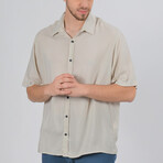 James Short Sleeve Button Down Shirt // Stone (M)