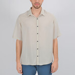 James Short Sleeve Button Down Shirt // Stone (M)
