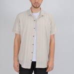 Noah Short Sleeve Button Down Shirt // Stone + White (M)