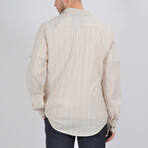 Blake Long Sleeve Button Down Shirt // Stone + White (L)