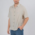 James Short Sleeve Button Down Shirt // Stone (M)