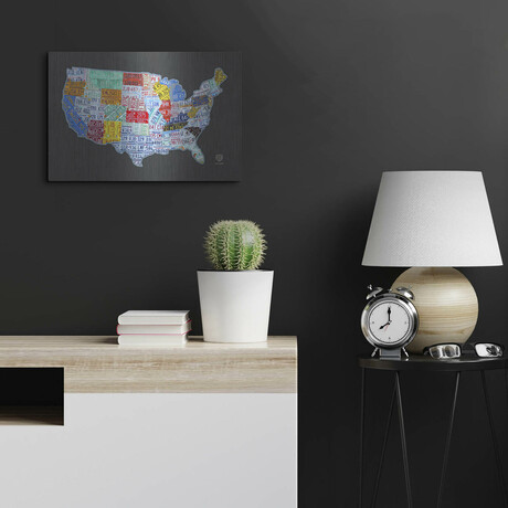 Massive Usa License Plate Map by Design Turnpike (12"H x 16"W x 0.13"D)
