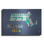 Massachusetts License Plate Map by Design Turnpike (12"H x 16"W x 0.13"D)