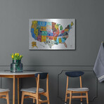 License Plate Map USA on Wood by Design Turnpike (12"H x 16"W x 0.13"D)