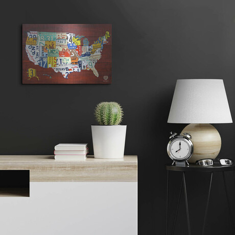 License Plate Map USA by Design Turnpike (12"H x 16"W x 0.13"D)