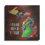 Michigan License Plate Map Large by Design Turnpike (12"H x 12"W x 0.13"D)