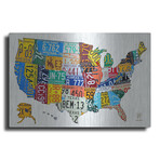 License Plate Map USA on Wood by Design Turnpike (12"H x 16"W x 0.13"D)