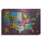 License Plate Map Usa Large by Design Turnpike (12"H x 16"W x 0.13"D)