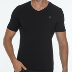 Set of 5 V-Neck T-Shirts // White + Anthracite + Dark Blue + Black + Burgundy (XXL)