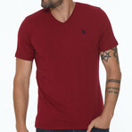 Set of 5 V-Neck T-Shirts // White + Anthracite + Dark Blue + Black + Burgundy (XXL)
