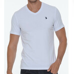 Set of 5 V-Neck T-Shirts // White + Anthracite + Dark Blue + Black + Burgundy (XXL)