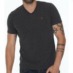 Set of 5 V-Neck T-Shirts // White + Anthracite + Dark Blue + Black + Burgundy (XXL)
