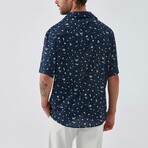Leopard Button Down Shirt // Navy (XL)