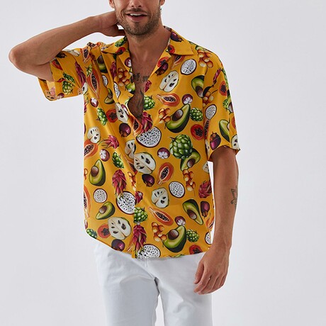 Fruit-Forward Button Down Shirt // Yellow (XS)