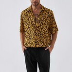 Cheetah Button Down Shirt // Yellow (S)