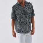 Tribal Button Down Shirt // Black + White (S)