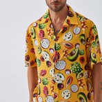 Fruit-Forward Button Down Shirt // Yellow (M)