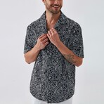 Tribal Button Down Shirt // Black + White (S)