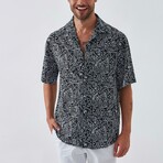 Tribal Button Down Shirt // Black + White (S)