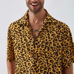 Cheetah Button Down Shirt // Yellow (S)
