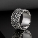 Silver Celtic Ring with Triquetra Symbols (10)