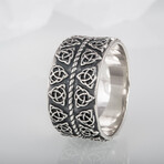 Silver Celtic Ring with Triquetra Symbols (10)