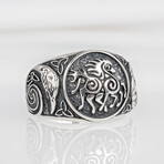 Silver Ring with Sleipnir and Ravens (10)