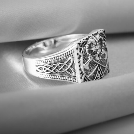 Warrior with Axes Silver Ring (6)