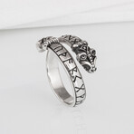 Silver Snake ring with runes (10)