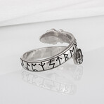 Silver Snake ring with runes (10)
