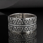 Silver Celtic Ring with Triquetra Symbols (10)