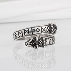 Silver Snake ring with runes (10)