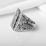 Odin's Ravens Huginn and Muninn Silver Ring (11.5)