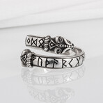 Silver Snake ring with runes (10)