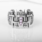 Silver Swords Ring with Clear Gems (8)